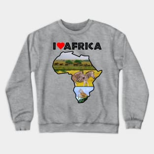 I Love Africa Wildlife Collage Map Crewneck Sweatshirt